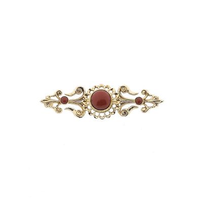 Image 1 of Gold brooch with blood coral