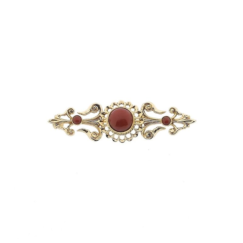 Image 1 of Gold brooch with blood coral