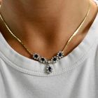 Image 12 of 18K Yellow Gold Cardano Link Necklace with Sapphire & Diamonds
