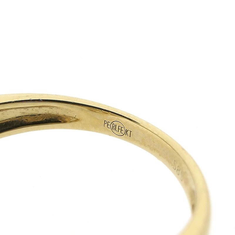 Image 9 of Vintage gold ring with pearl and diamonds; 0.13 ct.