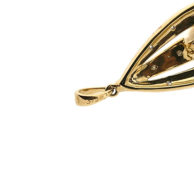 Afbeelding 10 van 9 Karaat hanger met barokparel en diamanten; 0,05 ct.