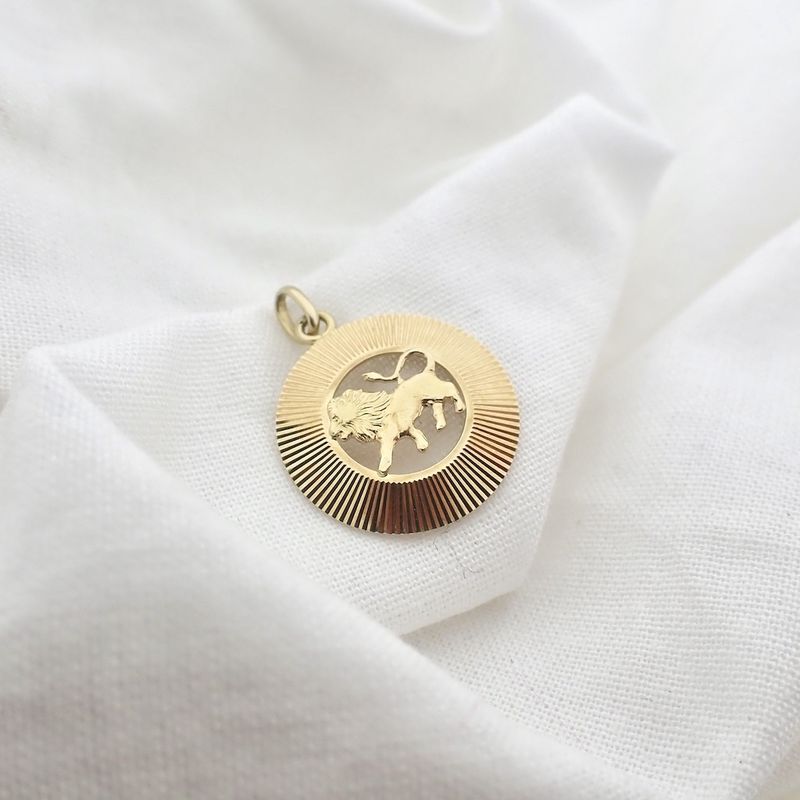 Image 3 of Gold zodiac sign pendant; Leo | Fabiola