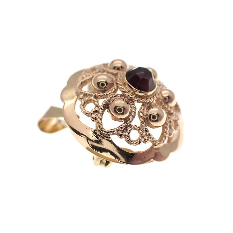 Image 2 of Vintage gold pendant/brooch with garnet stone
