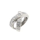 Image 1 of 18K White Gold Crossover Ring with Diamonds