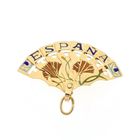 Image 8 of Gold pendant of a Spanish fan with enamel