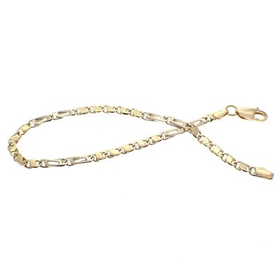 Two-tone gold bracelet with fantasy links | 20 cm Image 2 of Two-tone gold bracelet with fantasy links | 20 cm