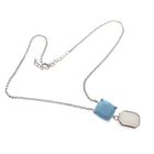 Image 4 of Silver necklace with turquoise and milkstone pendant; 40-45 cm