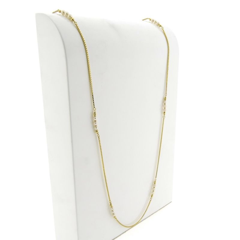 Image 3 of Long Venetian link necklace with pearls | 90.5 cm