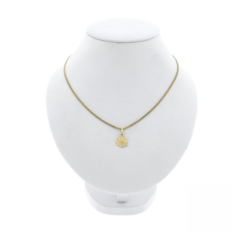 Image 3 of Gold pendant of a four-leaf clover with diamond | 0.005 ct.