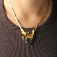 Gold Limited Edition Lapponia necklace with triplet opal and onyx