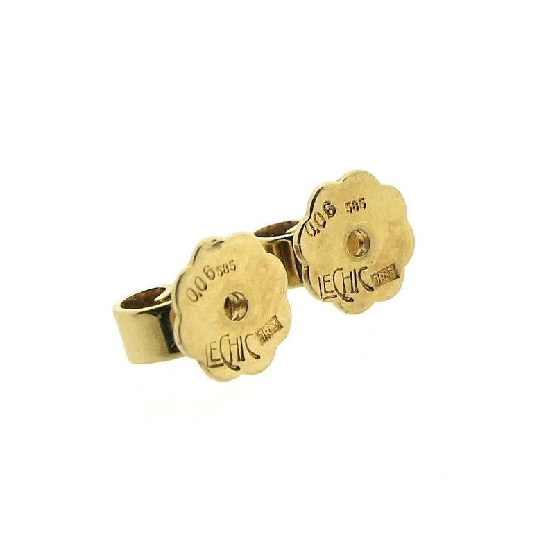 Image 5 of Bicolor gold stud earrings with diamond; 0.12 ct. | Le Chic