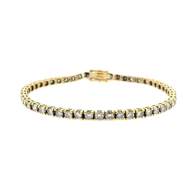 Image 8 of 18K gold tennis bracelet with diamond; 6.12 ct. | 19 cm