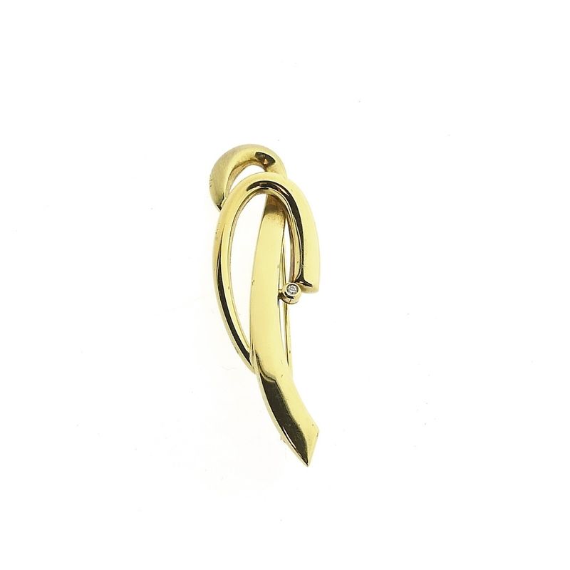 Image 1 of Gold brooch with zirconia