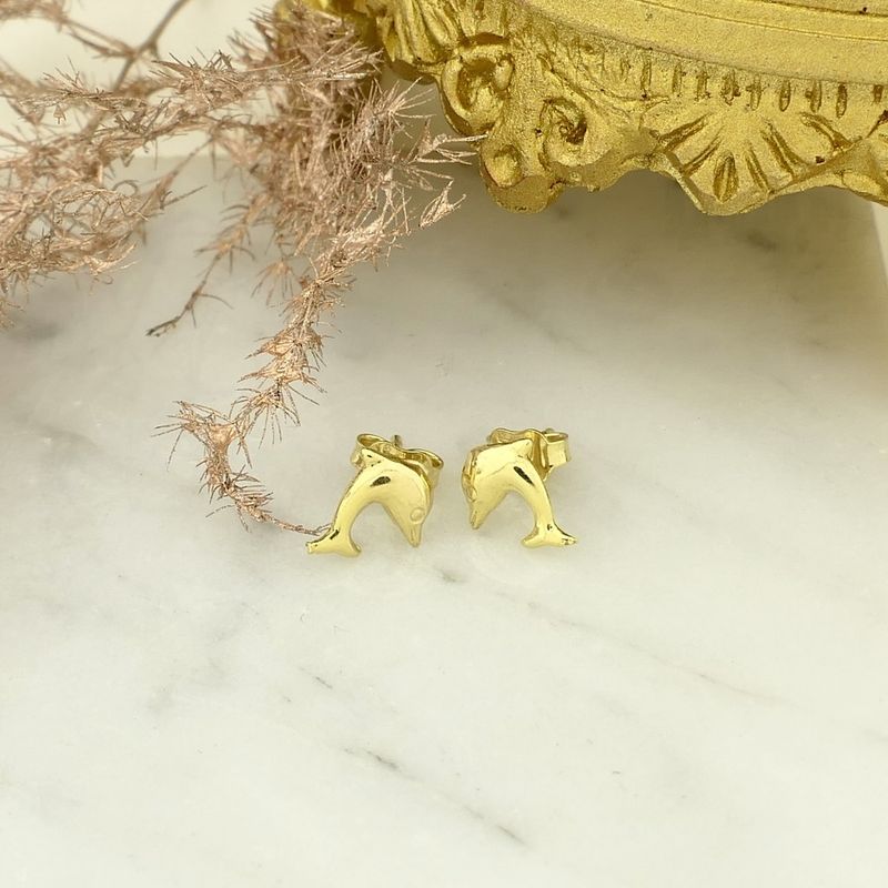 Image 7 of 8 kt. Dolphin stud earrings