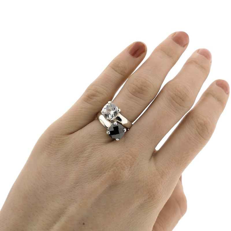 Image 2 of Silver Toi et moi ring with zirconia