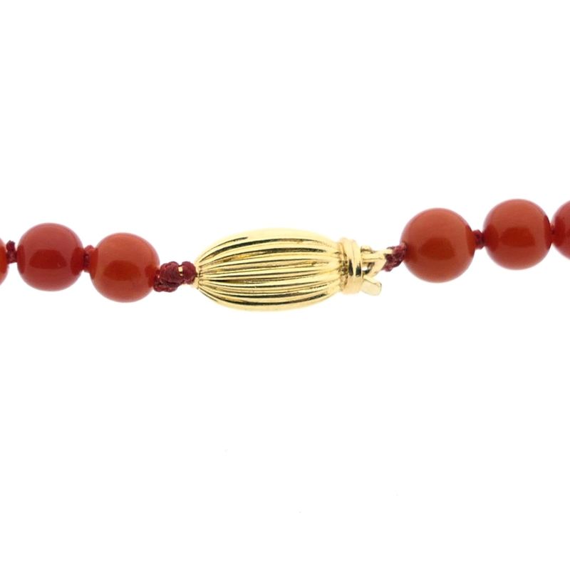 Image 4 of Antique blood coral bead necklace with gold decorative clasp