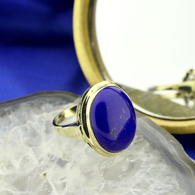 Image 2 of Gold ring with Lapis Lazuli | Vintage