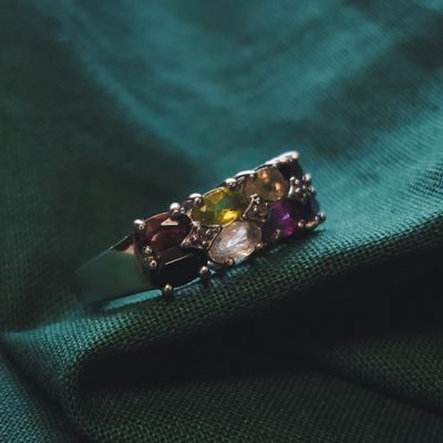 Image 2 of Silver ring with mix of gemstones