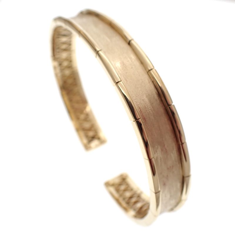 Image 5 of Gold textured clamp bracelet; Size L