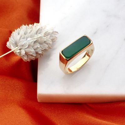 Image 2 of Gold ring with jade