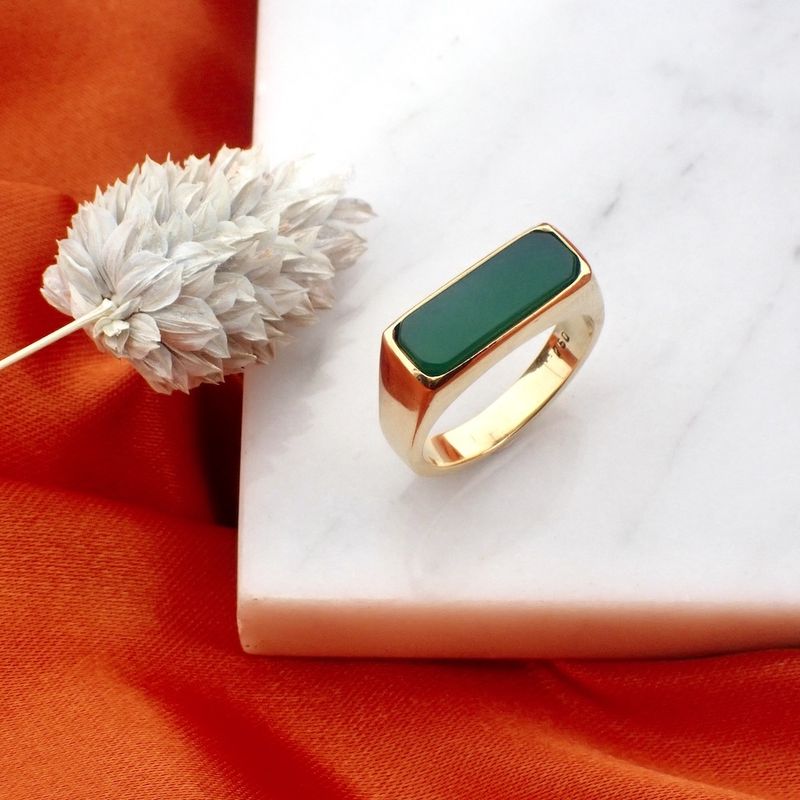 Image 2 of Gold ring with jade