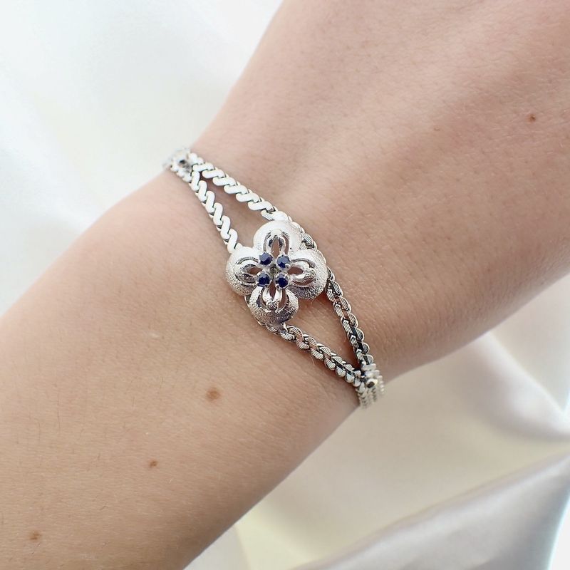 Image 5 of Exclusive white gold bracelet with sapphire | 18.5 cm