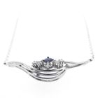Image 5 of White gold necklace with diamond and sapphire | 0.10 ct.