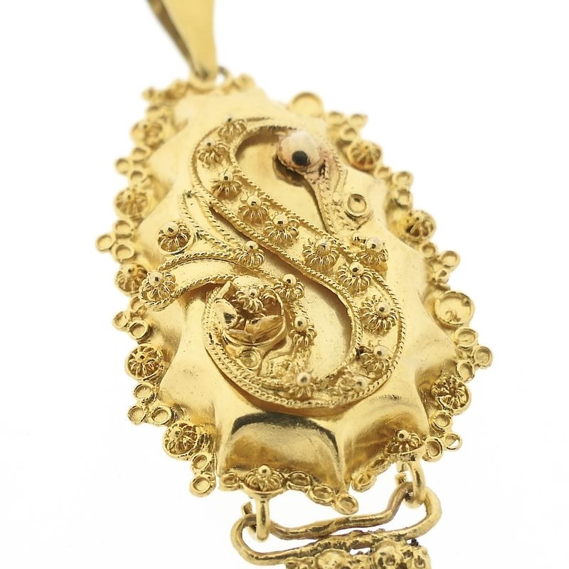 Image 8 of Antique gold pendant of a hat bell