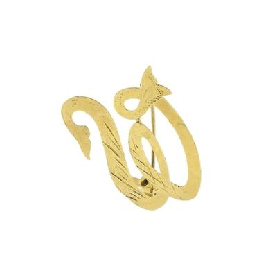 Image 1 of Vintage gold brooch; Letter W