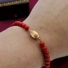 Image 4 of Blood coral bead bracelet with gold clasp