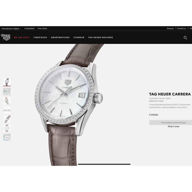 Image 16 of Tag Heuer Carrera Automatic 36mm WBK2316.FC8258; Automatic watch with diamonds