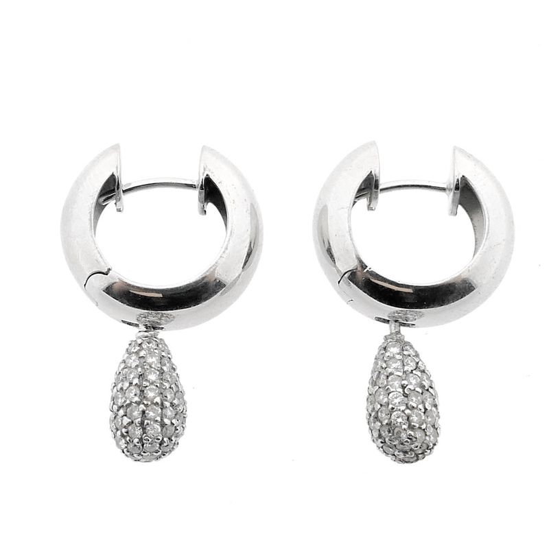 Image 3 of White gold earrings with diamonds; Approx. 0.70 ct.