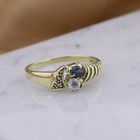 Image 2 of Gold ring with sapphire, zirconia and diamond | 0.005 ct.