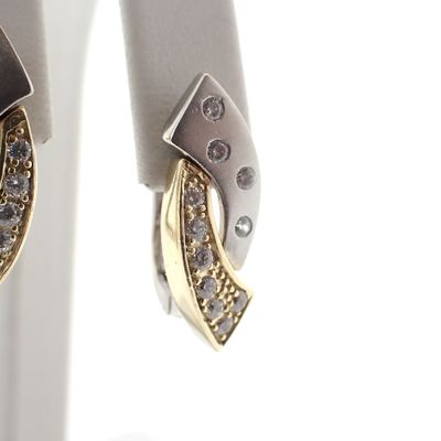 Two-tone gold earrings with zirconia Image 2 of Two-tone gold earrings with zirconia