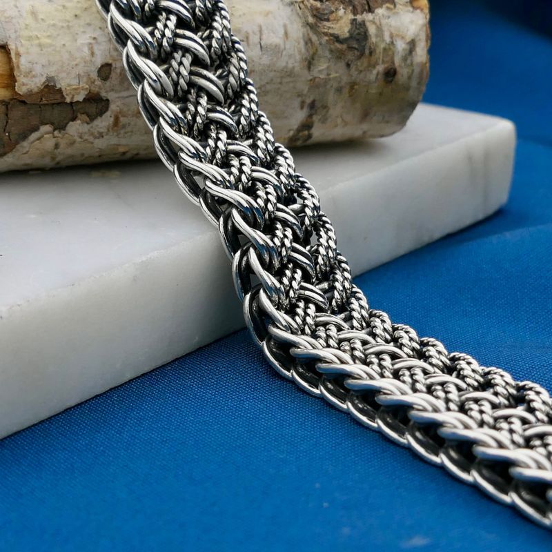 Image 2 of Silver Wide Fantasy/Fox Tail Link Bracelet