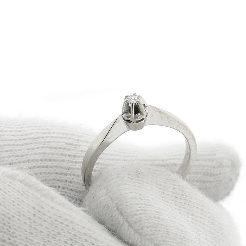 Image 7 of White gold solitaire ring with diamond | 0.03 ct.