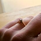 Image 10 of Bicolor gold solitaire ring with diamond; 0.045 ct.