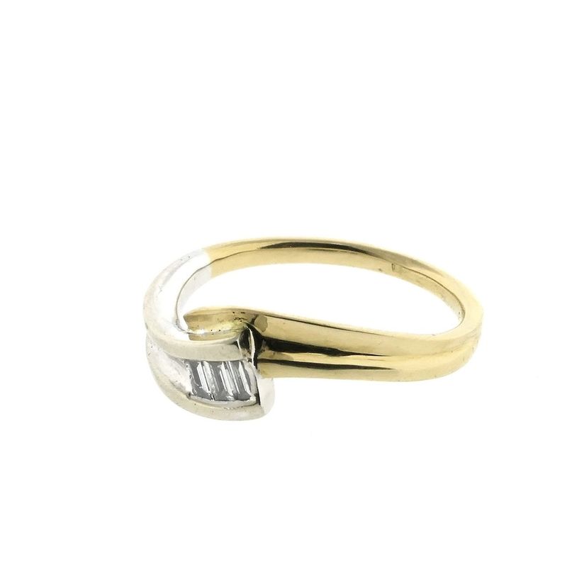 Image 3 of Two-tone gold ring with baguette diamond; 0.21 ct.