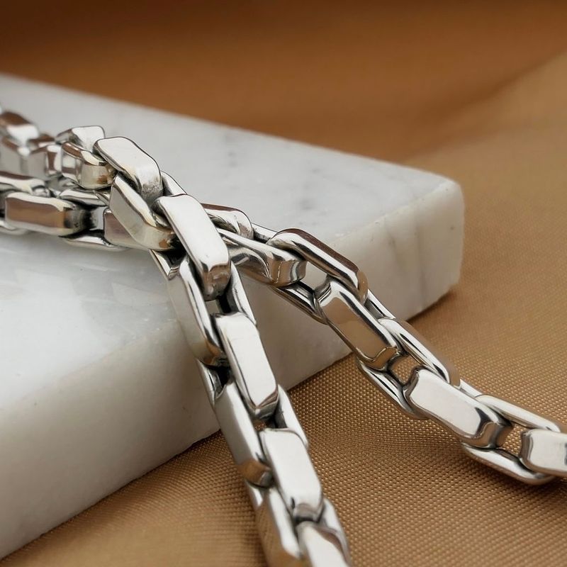 Image 2 of White gold anchor link necklace