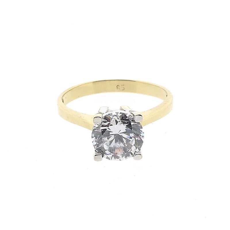 Image 3 of Gold Engagement Ring with Zirconia; 14 Karat; Size 16.5