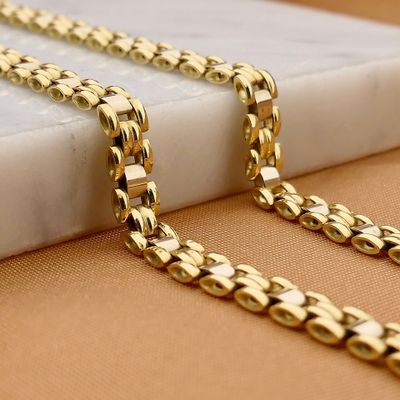 Afbeelding 2 van Bicolor gouden panterschakel ketting