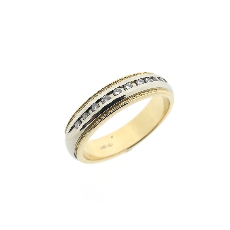 Image 1 of Novell bicolor gold ring with 0.10 ct diamond.
