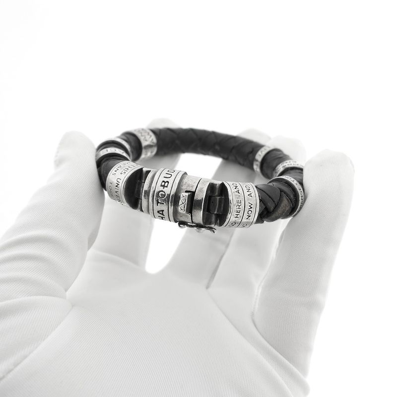 Image 11 of Silver leather Buddha to Buddha bracelet | 21 cm