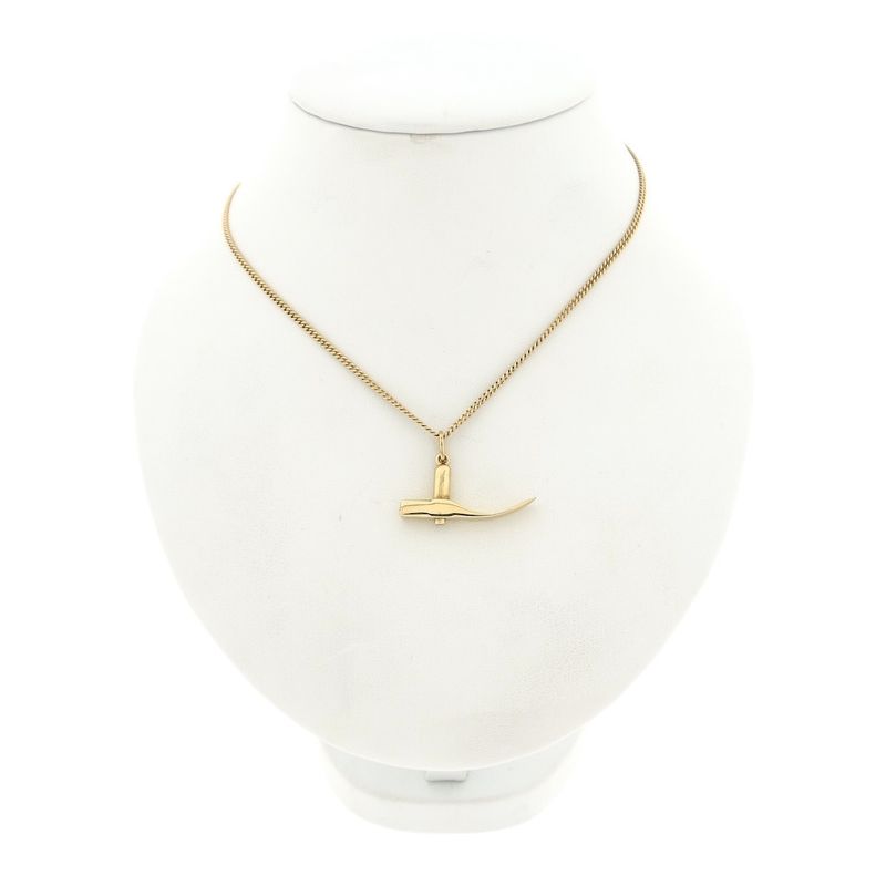 Image 3 of Gold pendant of a paver's hammer with zirconia