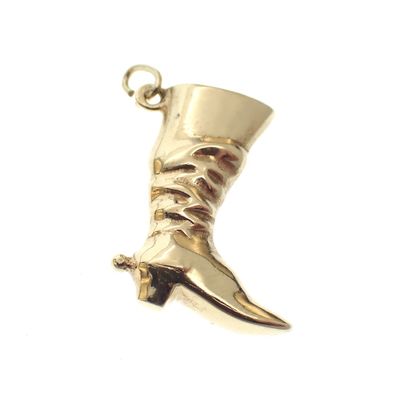 Image 1 of Gold pendant of a cowboy boot with spurs