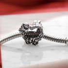 Image 2 of Pandora Charm; Silver; Open Heart and Rose Charm