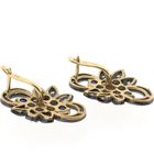 Image 4 of Gold/silver earrings with sapphire and diamond; Approx. 0.51 ct.