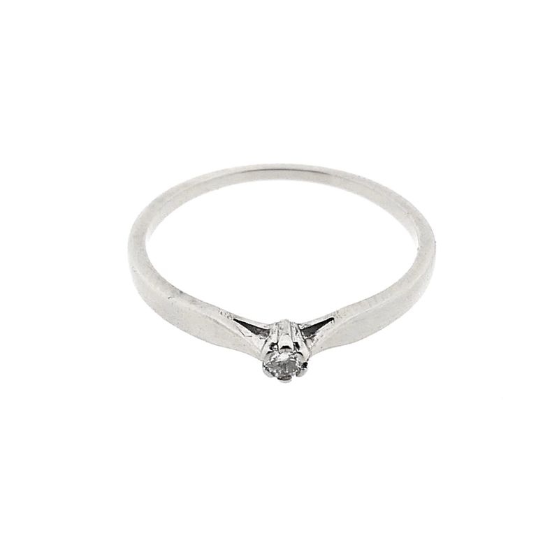 Image 6 of White Gold Solitaire Ring; Diamond 0.04 ct.; 14 Karat; Size 16.75