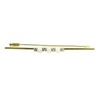 Image 3 of Golden long narrow brooch with pearl and diamonds; 0.10 ct.