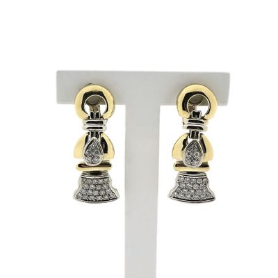 Image 1 of Bicolor gold earrings with diamonds; 0.75 ct.